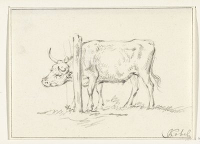 Vaca em pé, com a cabeça entre os postes de Jean Bernard