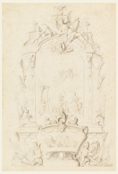 Vênus na Forja de Vulcano, Design para um Painel Sideboard de Jean Bernard Honoré Toro