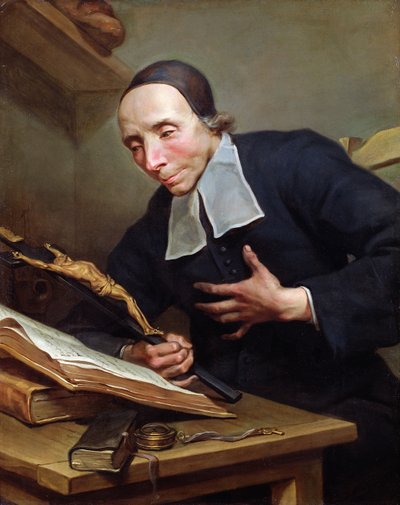 Retrato de Abade Firmin Tournus (1672-1733) Segurando um Crucifixo de Jean Bernard Restout