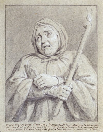 A Marquesa de Brinvilliers a caminho da morte (giz e lápis sobre papel) de Jean Bernard Restout