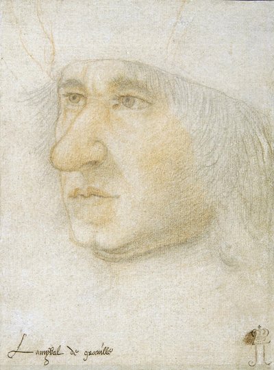 Retrato de Louis Malet de Graville (1438-1516), Almirante de França par Bourdichon, Jean (1457-1521). Giz preto e sangre sobre papel, tamanho : 16,9x12,7, Fim do 15º cen., Eremitério do Estado, São Petersburgo de Jean Bourdichon