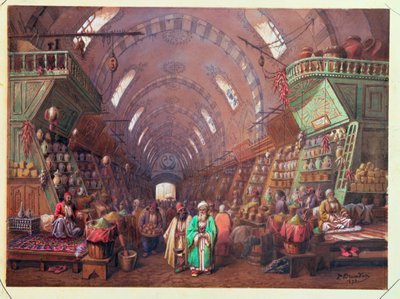 Um bazar em Constantinopla, 1873 de Jean Brindesi