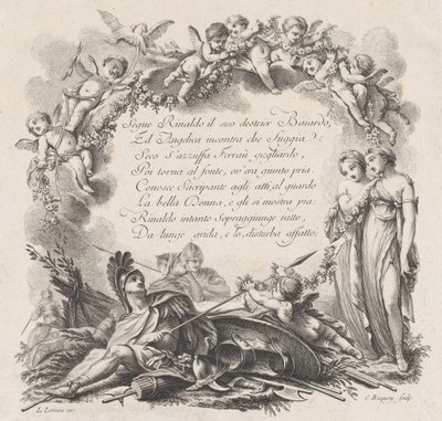 Vinheta para o primeiro canto de Roland Furieux, século XVIII. de Jean Charles Baquoy