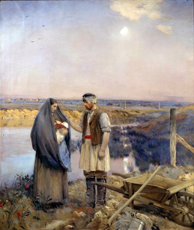 O dia fez uma família de camponeses. Pintura de Jean Charles Cazin (1841-1901) Sol. 1,99x1,66 m 1888 Paris, musee d