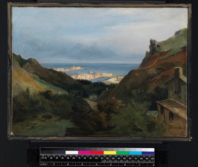 Paisagem italiana com vista para um porto, antes de 1875 de Jean Charles Joseph Rémond