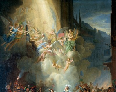 Detalhe de "A conversão de Henri de Joyeuse" (século XVI). Anjos músicos. Pintura de Jean Charles Tardieu (1765-1830) de Jean Charles Tardieu