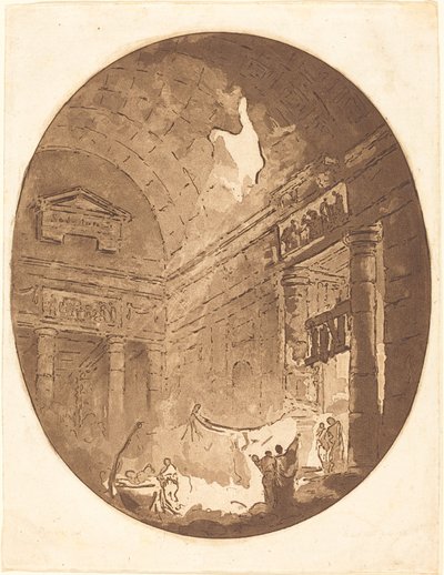 Interior de uma villa romana de Jean Claude Richard, Abbé de Saint Non after Hubert Robert