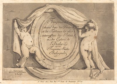Página de rosto: Desenho oval da Igreja de San Michele de Bosco, Bolonha de Jean Claude Richard de Saint Non after Jean Honoré Fragonard after Carlo Cignani