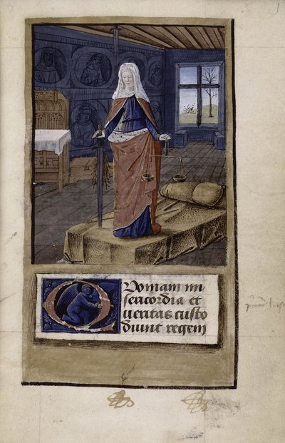 Alegoria da Justiça de John de funcionários Wales Breviloquium e as virtudes dos filósofos antigos, 1475-1499 de Jean Colombe