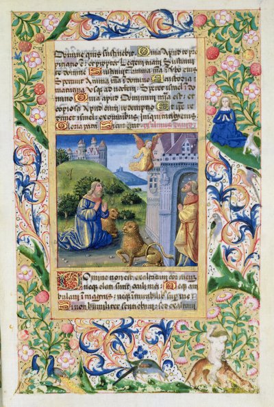 Senhora Lat. Qv126 Antônio, o Grande, e Paulo, o Eremita, das Horas de Louis d&39;Orleans, 1469 de Jean Colombe