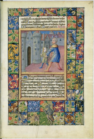Senhora Lat. QvI126 A Cura do Cego, João 9: 1-7 das Horas de Louis d&39;Orleans, 1469 de Jean Colombe