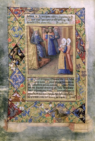 Senhora Lat. QvI126 f.36v A Sabedoria de Salomão, do "Livro de Horas de Louis d&39;Orleans", 1490 de Jean Colombe