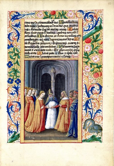Senhora Lat. QvI126 f.55 O casamento de Michal com David, do "Livro de Horas de Louis d&39;Orleans", 1469 de Jean Colombe