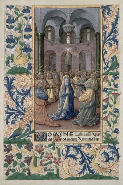 Senhora Lat. No Pentecostes, do Livro das Horas de Louis d&39;Orleans, 1469 de Jean Colombe