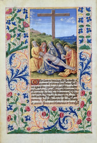 Senhora Lat. QVI126 f.91v O lamento, do livro das horas de Louis d&39;Orleans, 1469 de Jean Colombe