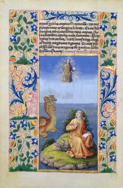 Senhora Lat. João Evangelista na ilha de Patmos, do Livro das Horas de Louis d&39;Orleans, 1469 de Jean Colombe