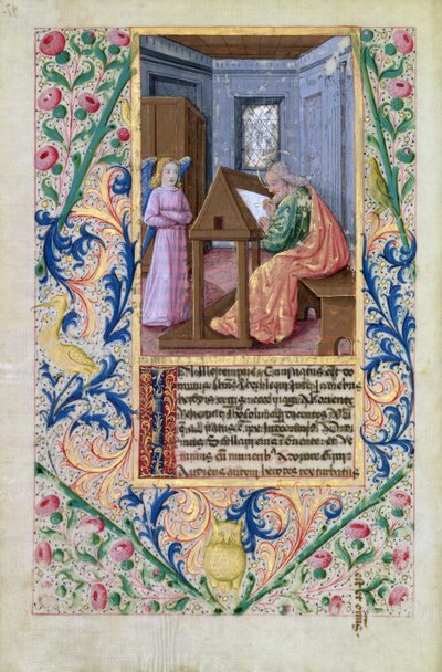 Senhora Lat. QvI126 f.97v São Mateus, do Livro de Horas de Louis d&39;Orleans, 1469 de Jean Colombe