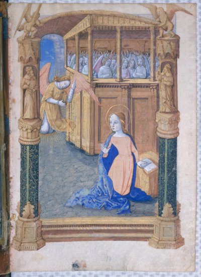 Senhora Lat. Qv126 fol.12v A Anunciação, do "Livro de Horas de Louis d&39;Orleans", 1490 de Jean Colombe