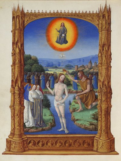 Très Riches Heures du Duc de Berry - O Batismo de Cristo de Jean Colombe