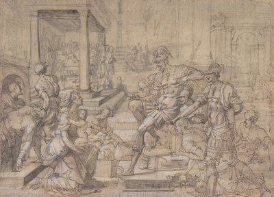 Amya Petitioning Faustus for the Custody of Saint Mamas, ca.1543. de Jean Cousin