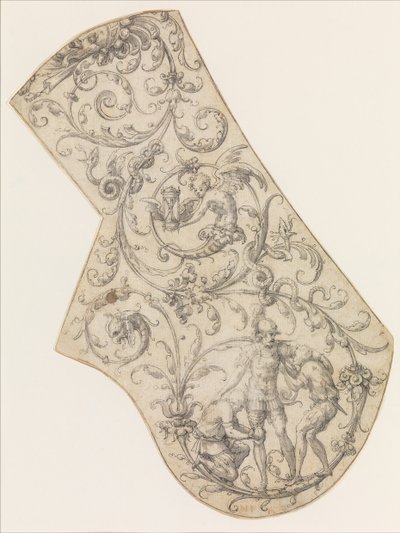 Projeto para o Bracelete Direito de uma Armadura de Desfile, ca. 1555. de Jean Cousin the Elder.
