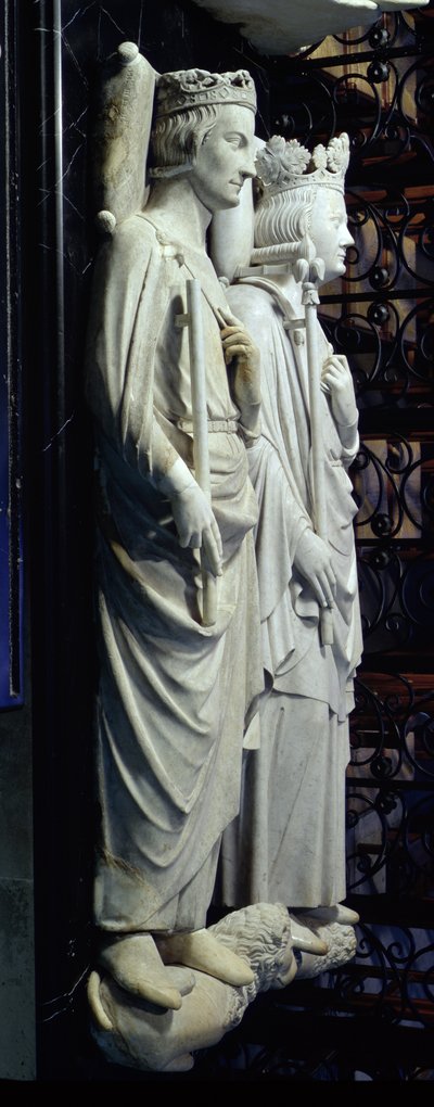 Efígies de Philippe III (1245-85) o Audaz e Philippe IV (1268-1314) a Feira (mármore) de Jean D