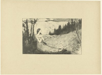 Saint Agnes senta-se na rocha na paisagem Sainte-Agnes L