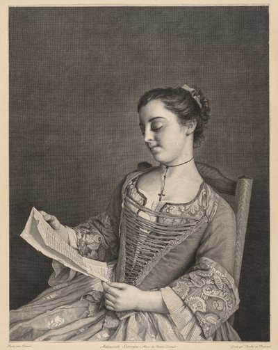 Senhorita Lavergne Reading. de Jean Daullé