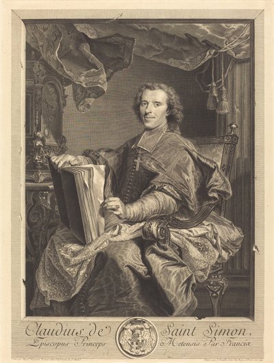 Claudius de Saint-Simon, príncipe-bispo de Metz de Jean Daullé after Hyacinthe Rigaud