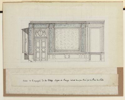 Design para decorações de parede para o Salon de Compagnie (lápis, caneta e tinta e lavagem em papel) de Jean Desmosthene (attr. to) Dugourc