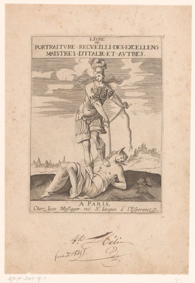 Minerva amarra o estúpido com uma corda
Página de título de: s.n., Livre de portraiture receuilli des excellens maistres d