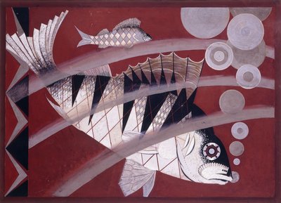 Peixe, c.1925 (guache, caneta e tinta no papel) de Jean Dunand