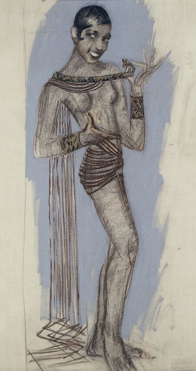 Josephine Baker - Uma maquete para um importante painel de laca, c.1927 (lápis sobre papel) de Jean Dunand