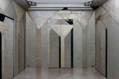 &39;Les Palmiers&39;, painéis de uma sala de fumo, c.1930 (madeira lacada) de Jean Dunand