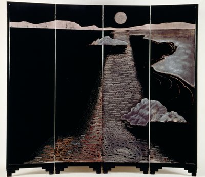 Luz da Lua (Claire De Lune), tela com quatro painéis, 20 (prata lacada) de Jean Dunand