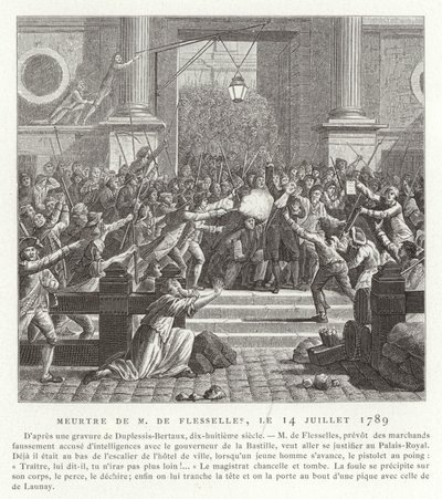O assassinato de Jacques de Flesselles, Revolução Francesa, 14 de julho de 1789 de Jean Duplessis Bertaux