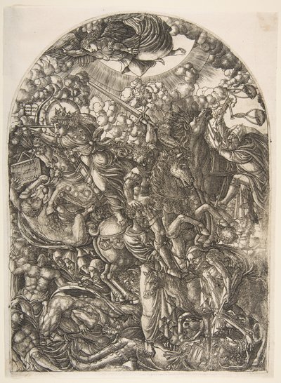 São João vê os Quatro Cavaleiros, do Apocalipse. de Jean Duvet