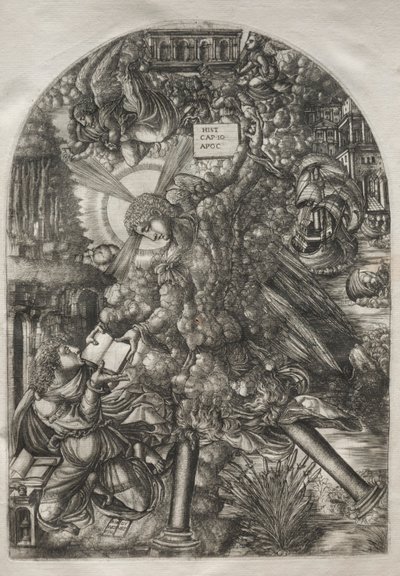 O Apocalipse: O Anjo Dá a São João o Livro para Comer, 1546-1556. de Jean Duvet