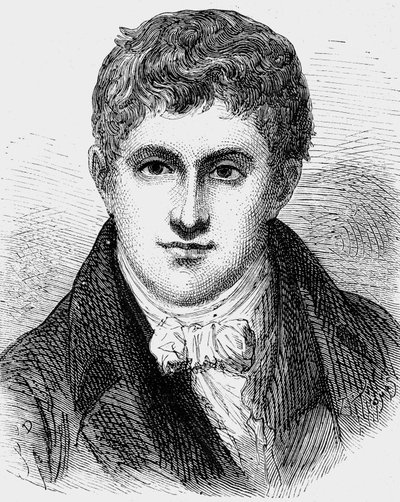 Humphry Davy (1778-1829) físico e químico inglês, gravura de Jean Edouard Dargent