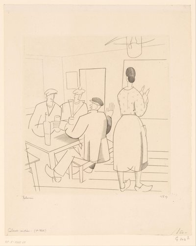 Interior do café com clientes e empregada de mesa
Cabaret vendéen (título sobre o objecto) de Jean Emile Laboureur (signed by artist)