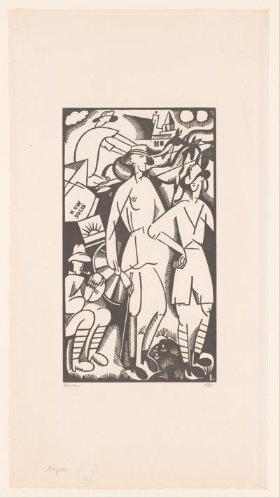 Quatro soldados em uma paisagem Anzacs de Jean Emile Laboureur (signed by artist)