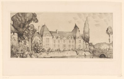 Vista de um castelo na água Vista do castelo de Villaines de Jean Emile Laboureur (signed by artist)