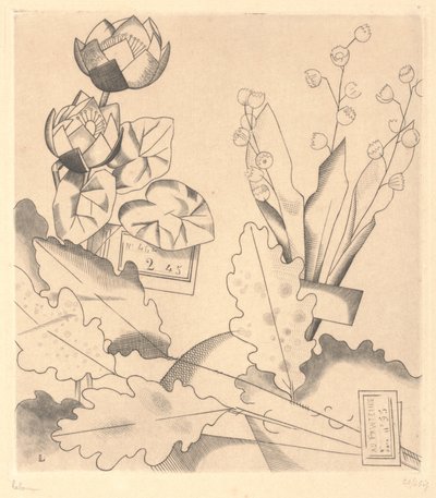 Flores Artificiais: lírios de água e lírio-do-vale de Jean Emile Laboureur