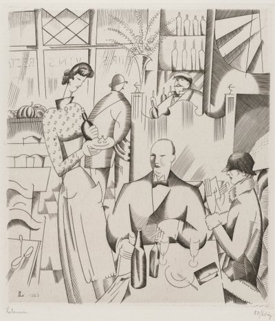 Jantar no Bisto (Jantar no Bistrô), 1923 (gravura em papel de palha) de Jean Emile Laboureur