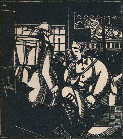 Os soldados na estação, 1919 de Jean Emile Laboureur