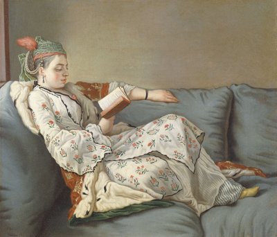 La Sultane Lisant ", Uma Dama de Turca, lendo um Divã, de Jean Étienne Liotard