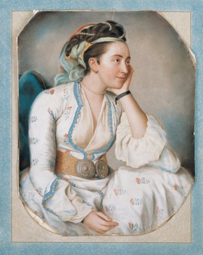 Mulher de vestido turco, meados do século XVIII. de Jean Étienne Liotard