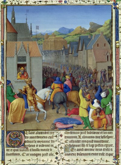 1s Fr 847 f.248 Entrada de Ptolomeu Soter em Jerusalém c.30 aC, ilustração de &39;Antiquites Judaiques&39;, c.1470 de Jean Fouquet
