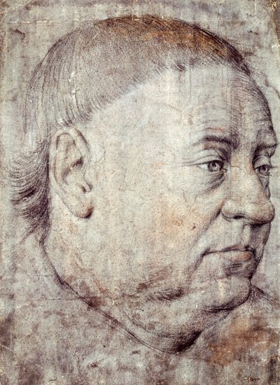 Desenho para retrato de Guillaume Jouvenel des Ursins, Chanceler de Carlos VII por Jean Fouquet (cerca de 1415-circa 1481) de Jean Fouquet