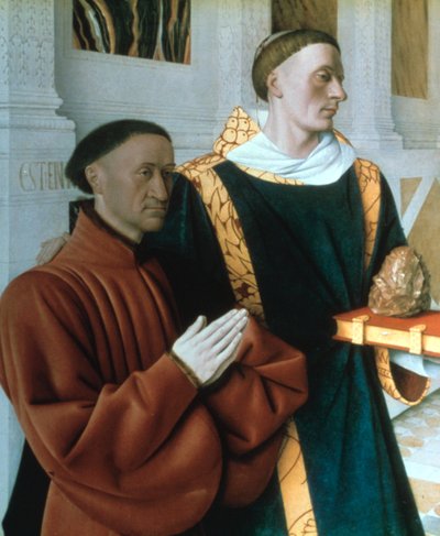 Etienne Chevalier e St Stephen, c1450 de Jean Fouquet